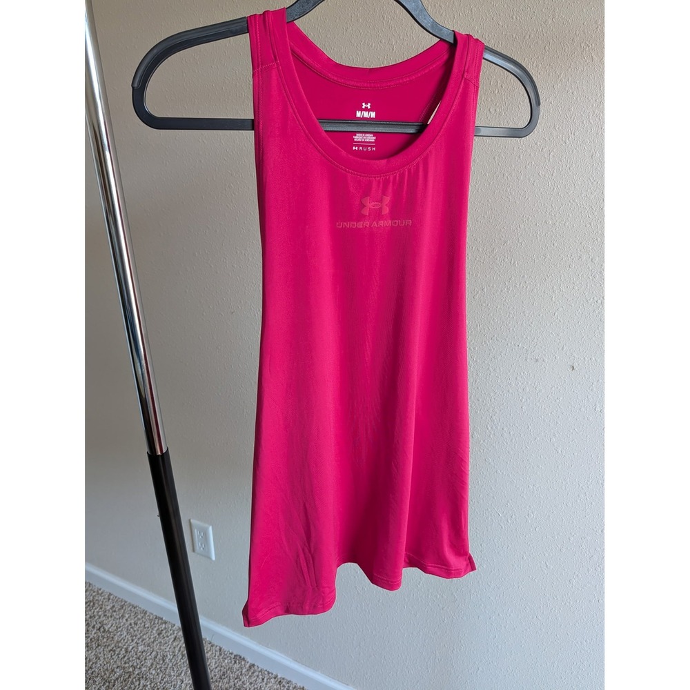 Under Armour Rush Pink Racerback Loose Fit Performance Tank Top Womens Medium